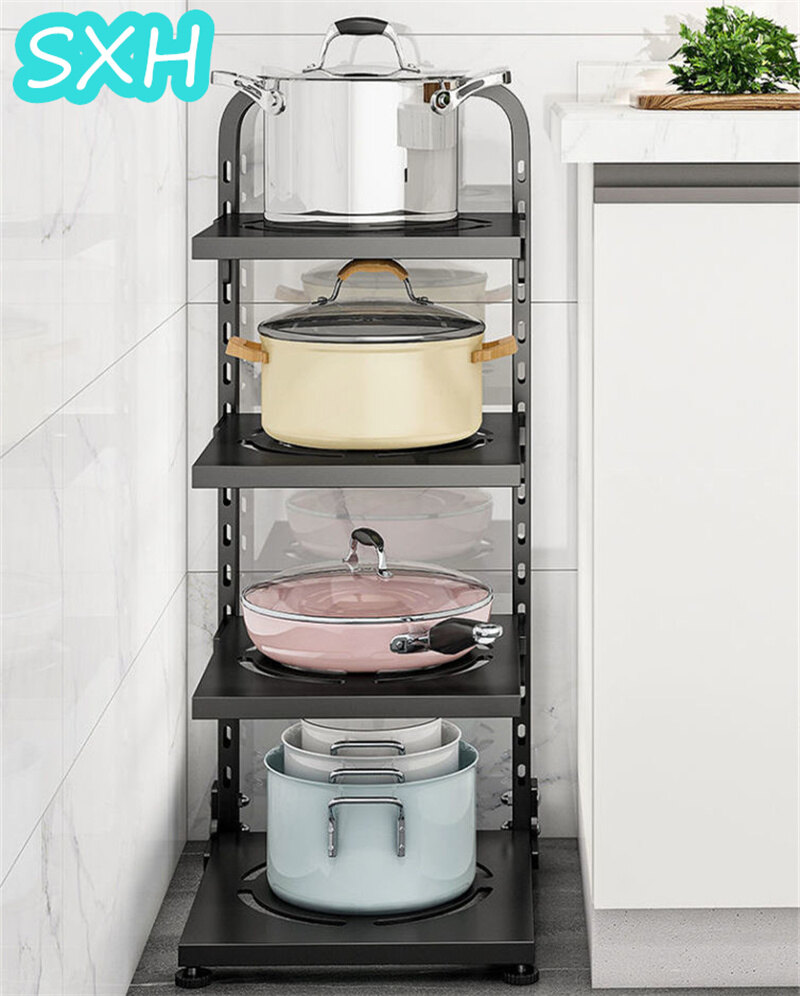 SXH Kitchen Pot Rack Rack New Multi-Layer Adjustable Sink Cabinet Inner Corner Countertop Dish Storage Rack Kitchen Organizers