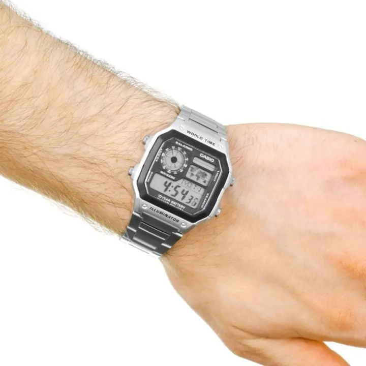 casio men's stainless steel world time illuminator watch