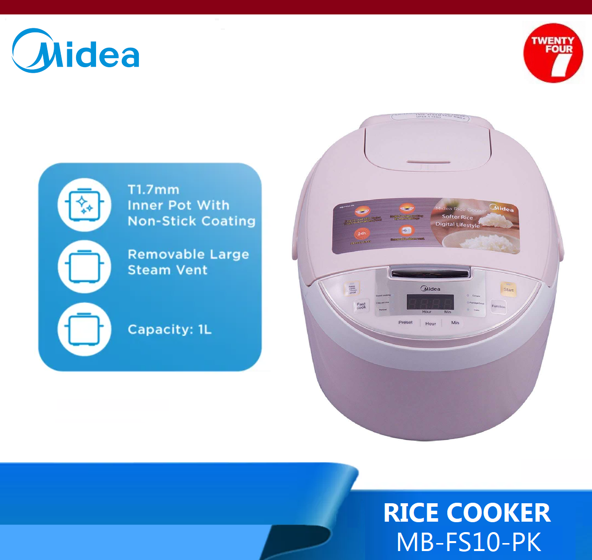MIDEA Digital Rice Cooker (1L) MBFS10PK Lazada