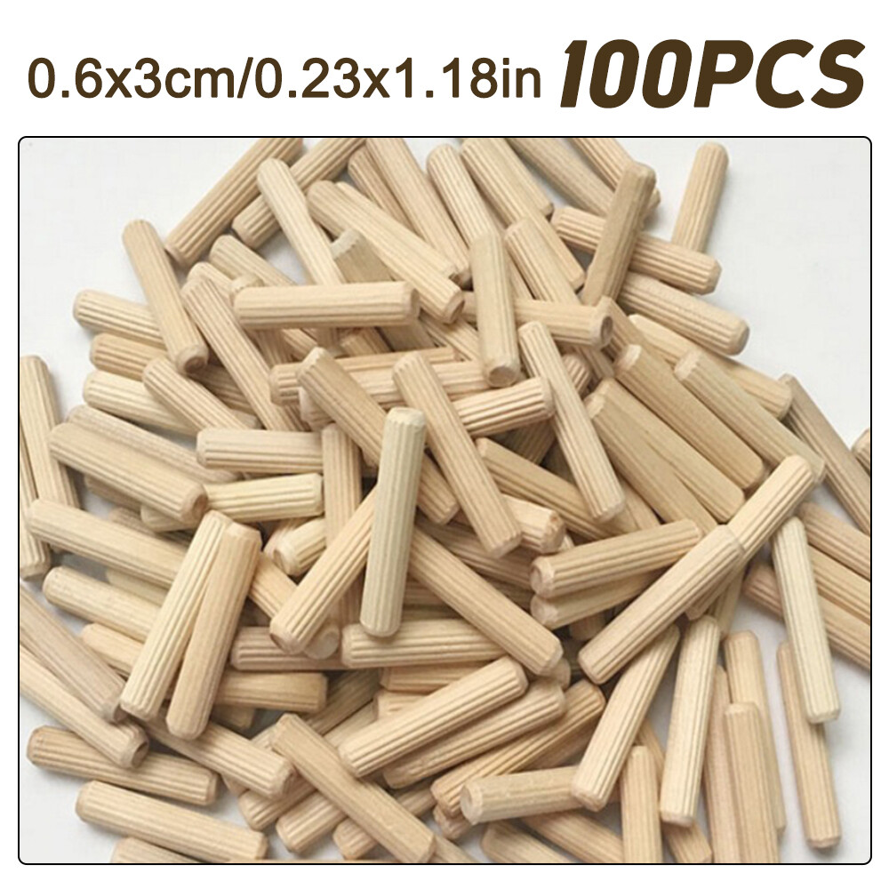 LANGTU 100pcs 6mm 8mm 10mm Fluted Wood Dowel Pins Tapered Insertion Straight Grooved Pins for Furniture Art Projects