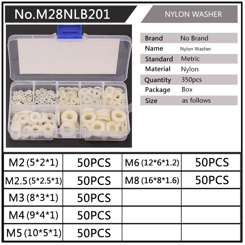 Hard Nylon Plastic Washer Flat Gasket White/Black 350pcs/364pcs Not Soft Sealing O-rings Kit Connecting Protection Washers Set M2 M2.5 M3 M4 M5 M6 M8