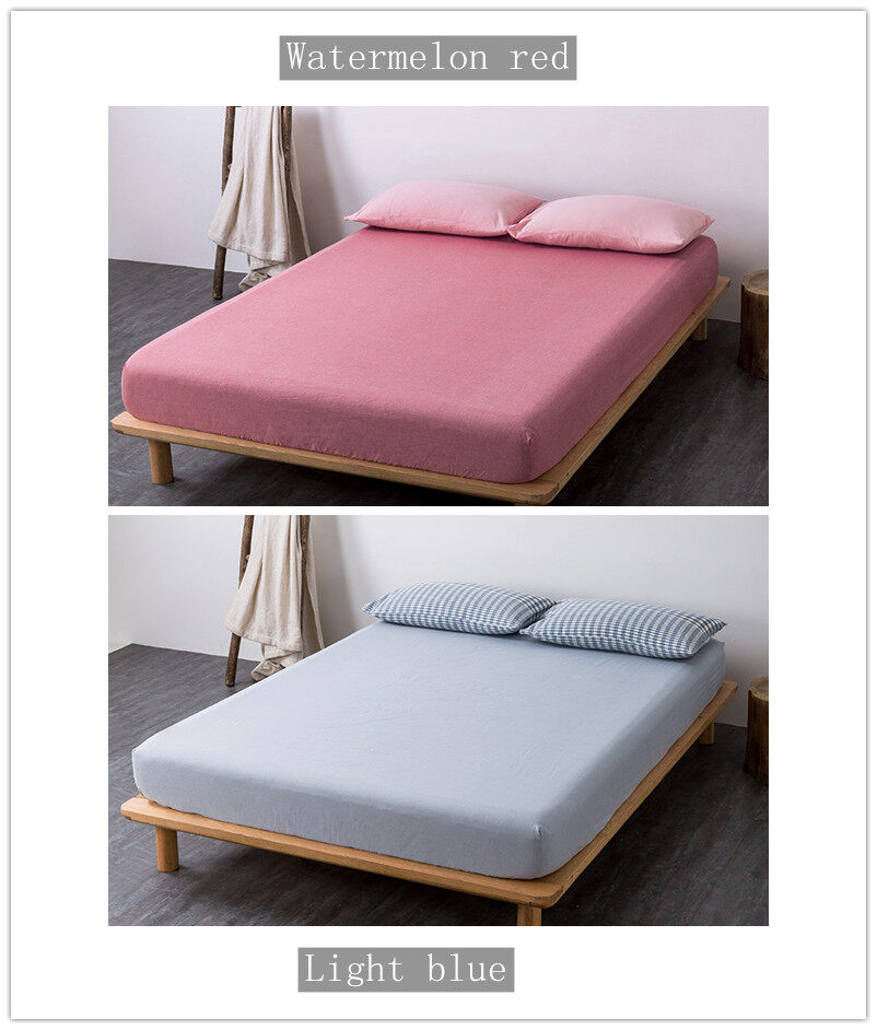 1 Ga Trải Giường Bằng Cotton Trơn Vừa Vặn Cỡ Queen King