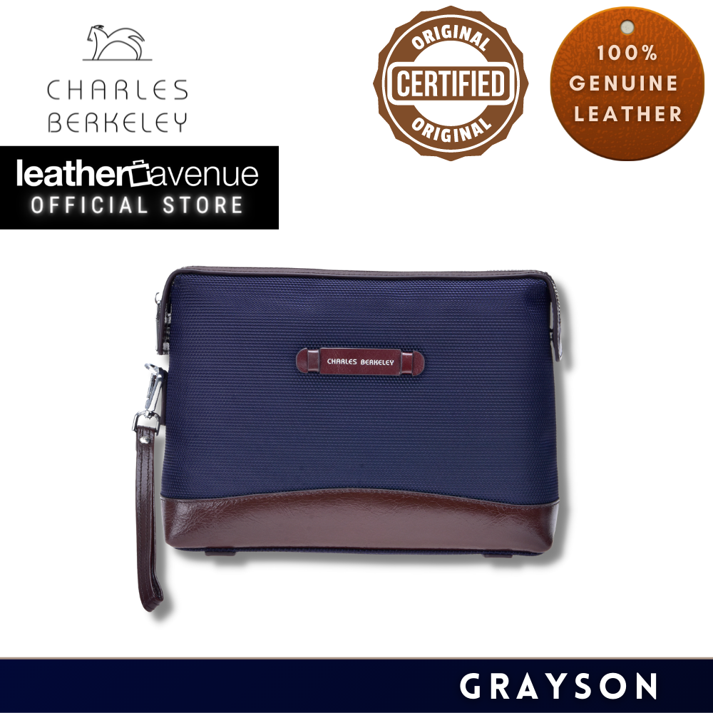 Charles Berkeley GRAYSON Canvas with Leather Trimmed Mens Clutch
