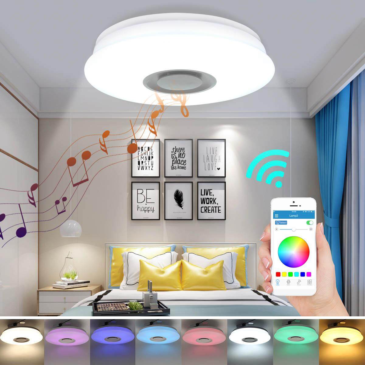 Tròn 36 W RGB Thông Minh Mờ ĐÈN LED Ốp Trần Bluetooth Âm Nhạc ỨNG DỤNG Bảng Điều Khiển Đèn AC85-265V