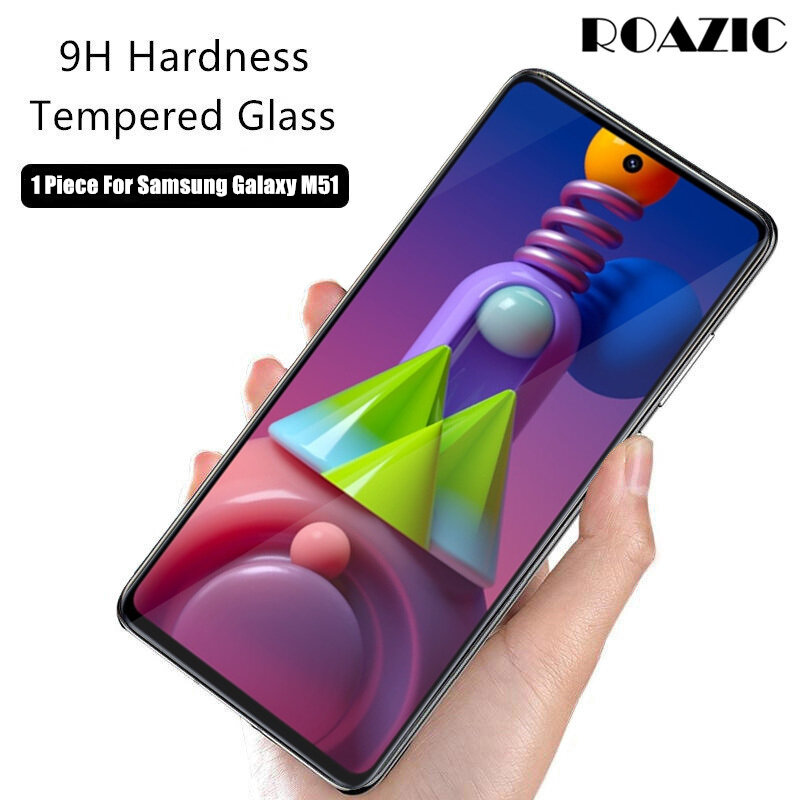 ROAZIC [1 Piece] For Samsung Galaxy M51 Screen Protector 9H Hardness Clear Tempered Glass Full Cover Protective Film