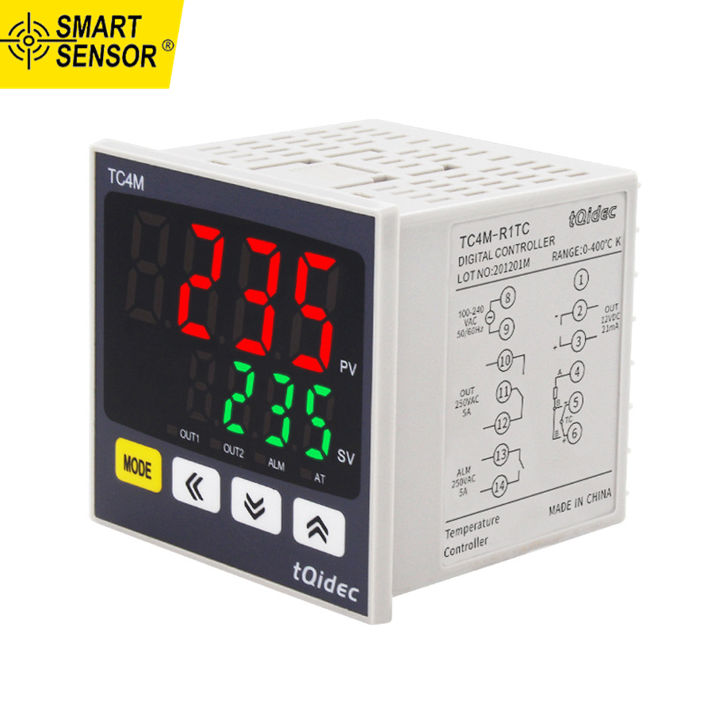 Smart Sensor 0~400°C Adjustable Intelligent Precise Temperature Controller Digital Display Relay Solid State SSR Output Over Temperature Alarm Oven Industrial Equipment Multi-function Temperature Controller