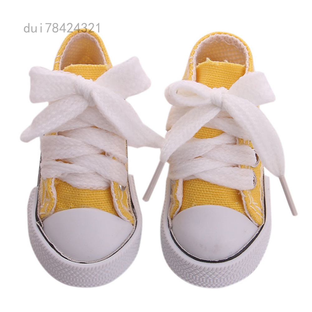 lahomia 4 Pairs Doll Lace Up Canvas Sneakers Shoes for 18
