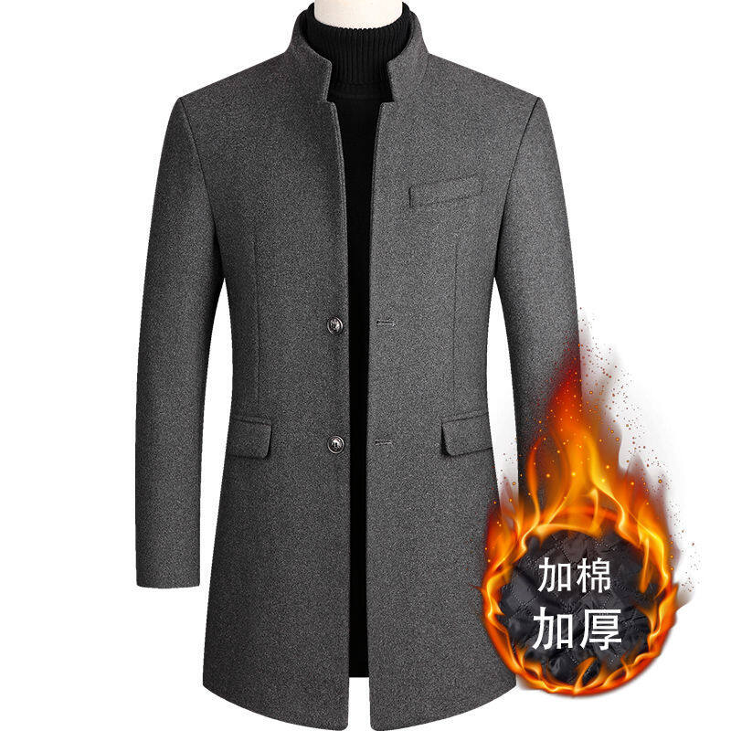 YUAAE Men's Tweed Coat,Mens Trench Coat Jacket,Middle-aged Dads Coat,collar Tweed Coat,Middle-aged and Old Wool Coat,Tweed Coats