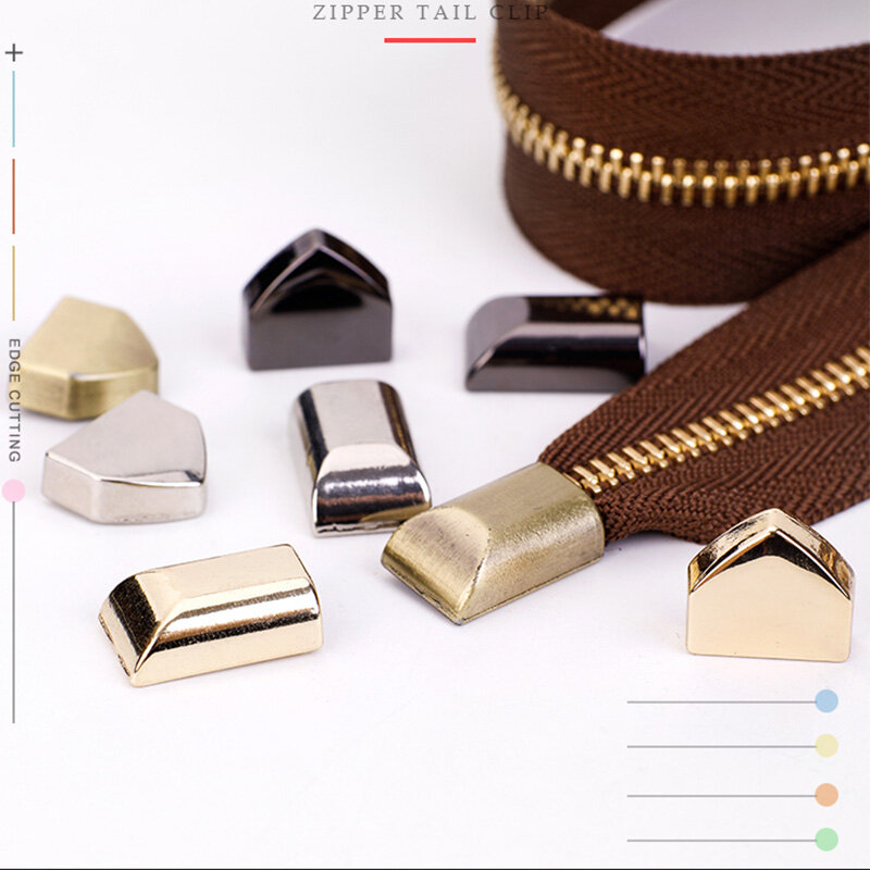 2sql 10Pcs Set Tailor Tools Metal Zipper Repair Replacements DIY Craft Tail Lock Bottom Stop Stopper Closure Zipper Pull Garment Accessory Sewing