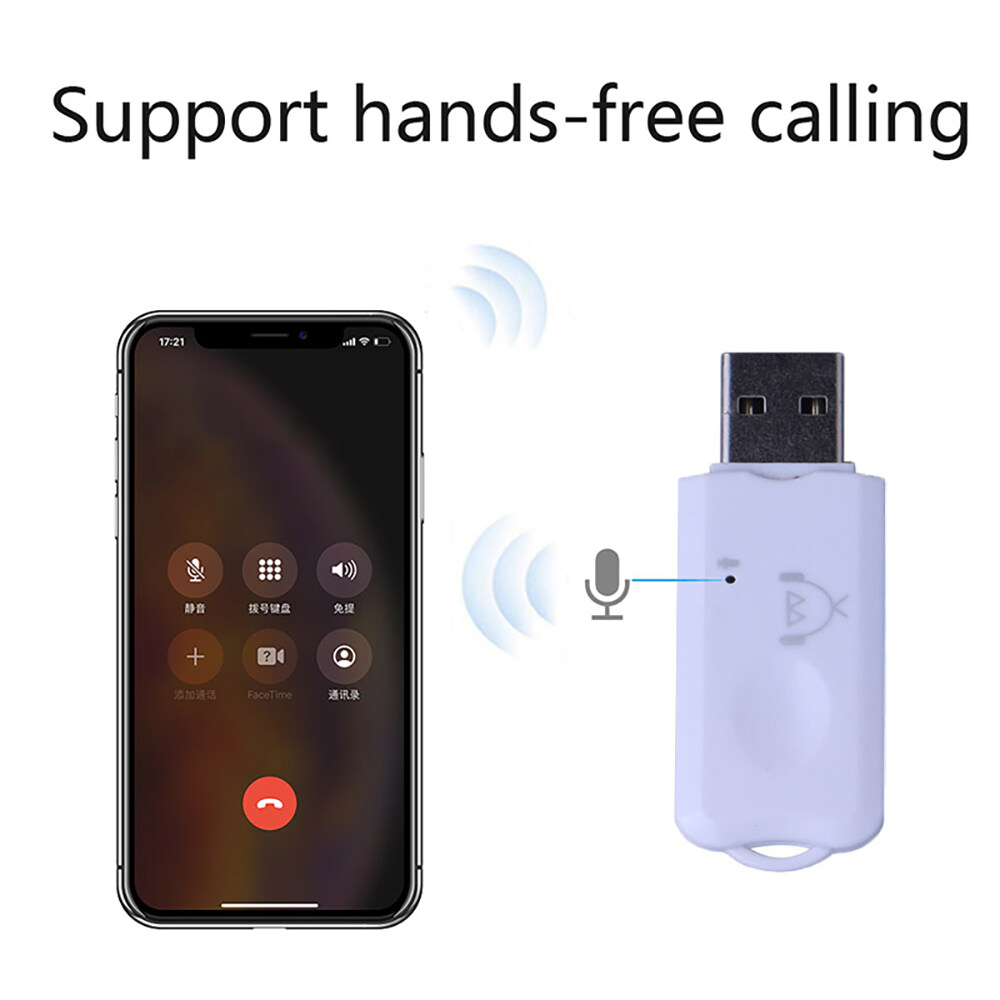 Mini Bluetooth Music Receiver Wireless Handfree Car Kit Audio USB Stereo Adapter Built in Mic for Speaker MP3 Player