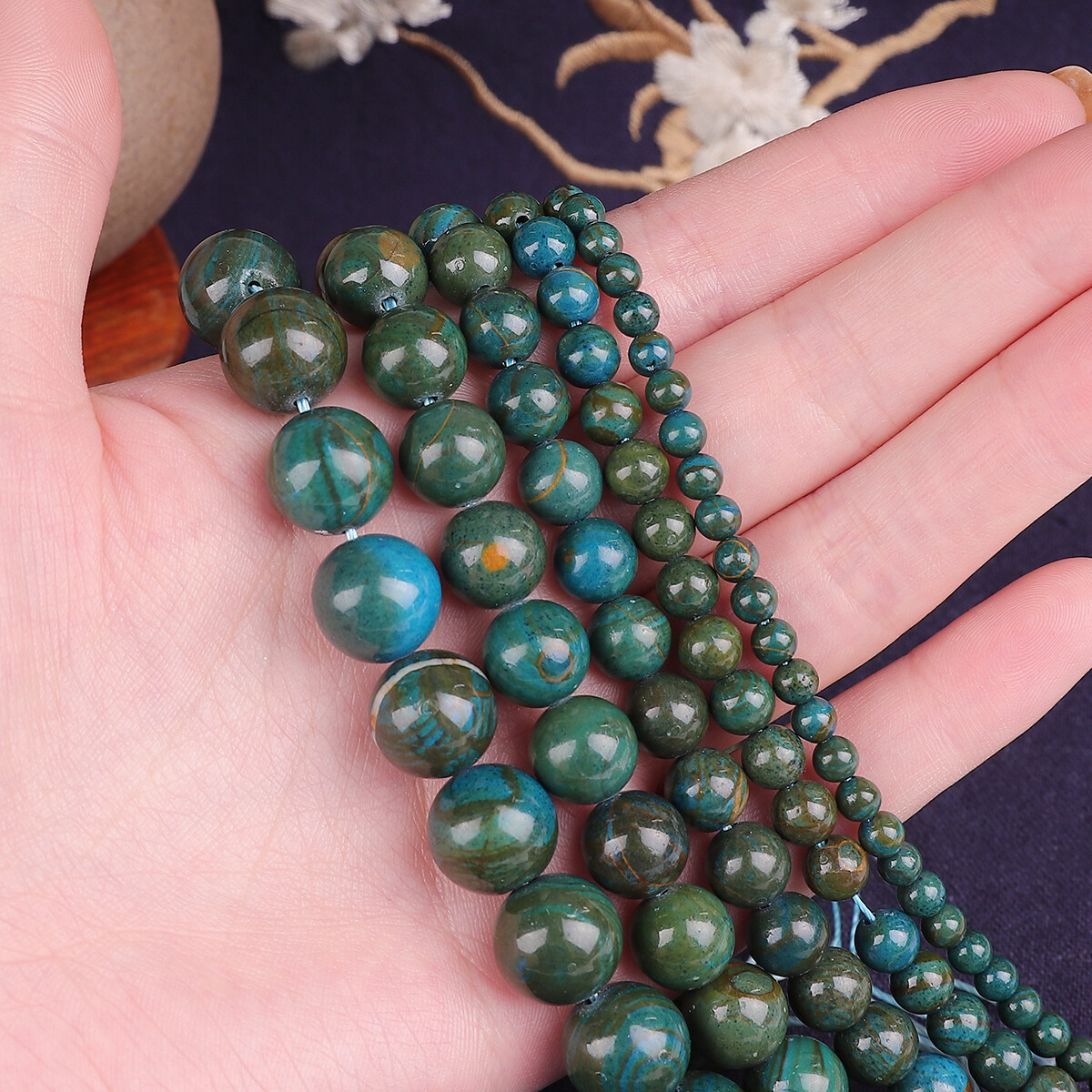 Natural Stone Sapphire Beads 4/6/8/10/12MM Round Beads For Jewelry Making DIY Couple Bracelet Necklace