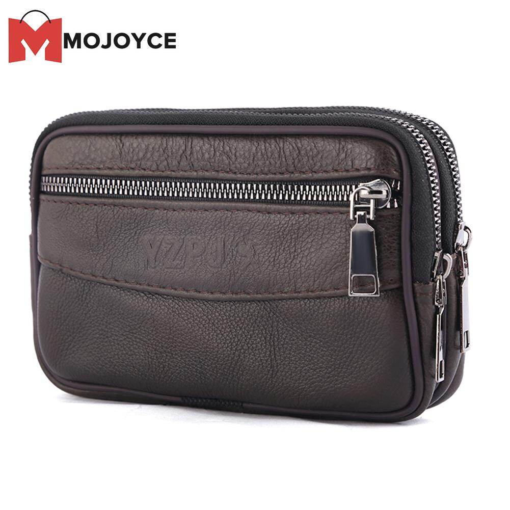 MOJOYCE Vintage Men Casual Cowhide Leather Solid Color Versatile Mini Waist Packs Belt Coin Purse