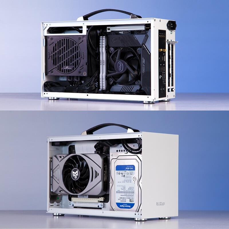 Pccooler I100 ITX MINI Small Case All Aluminium Suitcase Portable HTPC ...