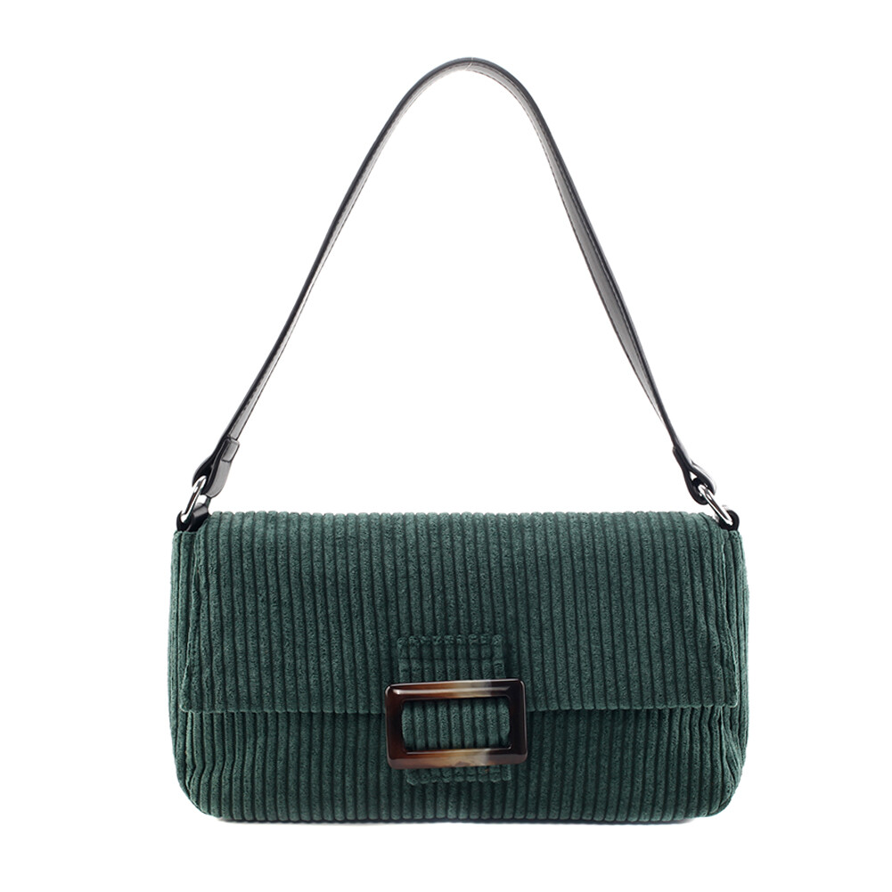 BAGOO Vintage Fashion Corduroy Crossbody Bag Women Solid Color Chain Handbag Elegant Zipper Small Shoulder Bag Phone Pouch