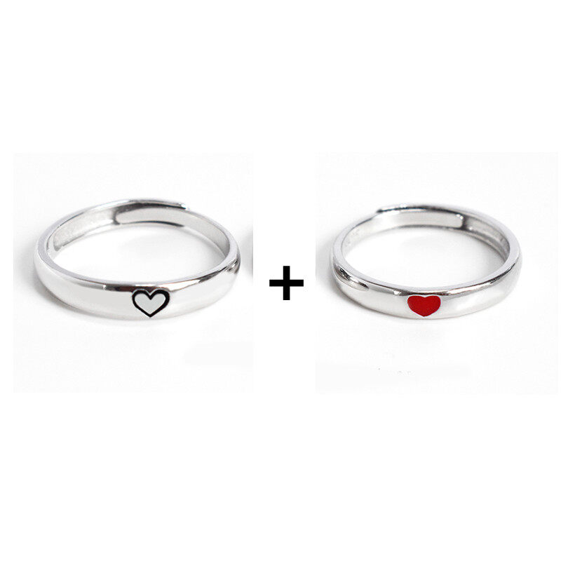 ♡Lovely girls house♡ 1Pair Adjustable Silver Color Couple Rings Fashion Wedding Bride Bridegroom Jewelry Sun Moon Rings for Men Women Anniversary Best Friends Jewellery Gift
