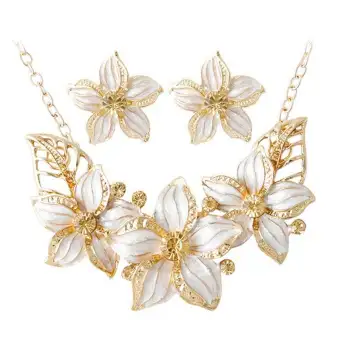 Andrew Austrian Crystal Enamel Flower Jewelry Sets Women African Jewelry Sets Women African