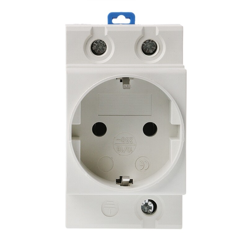 EU Type 35mm DIN Rail Mount AC Power Socket 16A 250V AC Connector