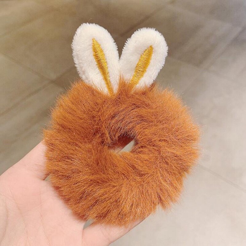 Rabbit Plush Hair Ring Candy Color Elastic Bands Cartoon Rubber Band Girls Headwear Accessories