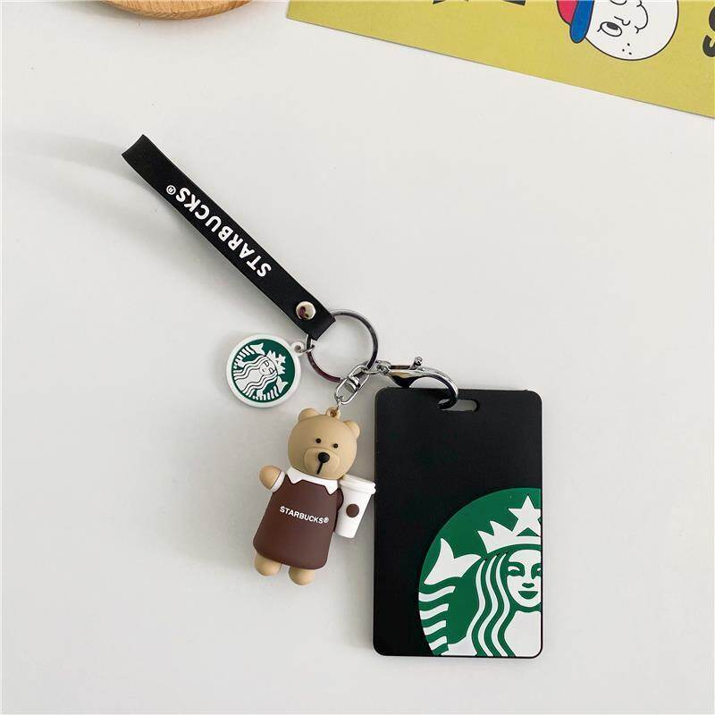 Starbuck Official Store Card Package Keychain Two-in-one Student Meal Card Campus Access Control Room Card Girl Silicone Door Card Set Keychain Starbuck Tumbler Starbuck Keychain