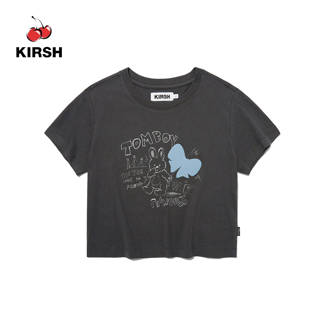 KIRSH] WITTY BUNNY TOMBOY SKETCH T-SHIRT | 23SS | Korean | Women T shirt |  Casual | Daily T shirt | Women top | Korean Short Sleeve T shirt | korean  brand 