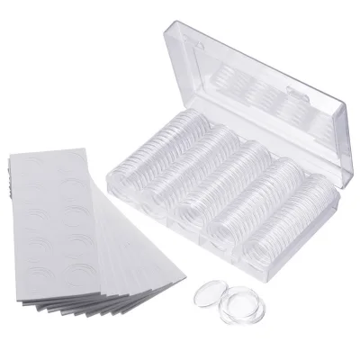 BOCO 100Pcs 17/20/25/27/30mm Inner Pads Coin Clear Protector Case Collect Storage Box