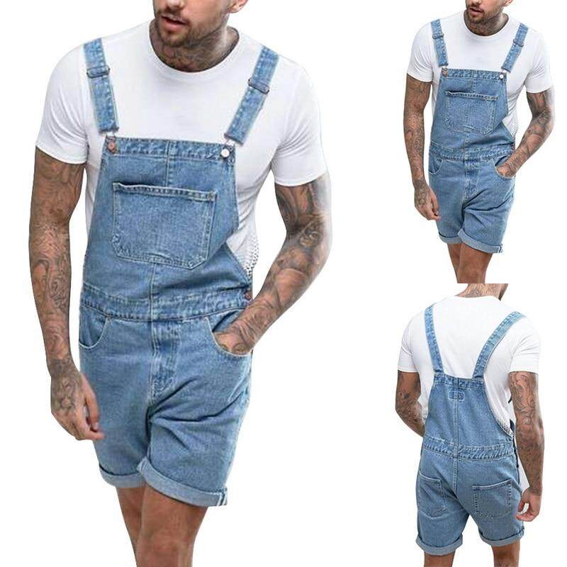 denim overall shorts mens