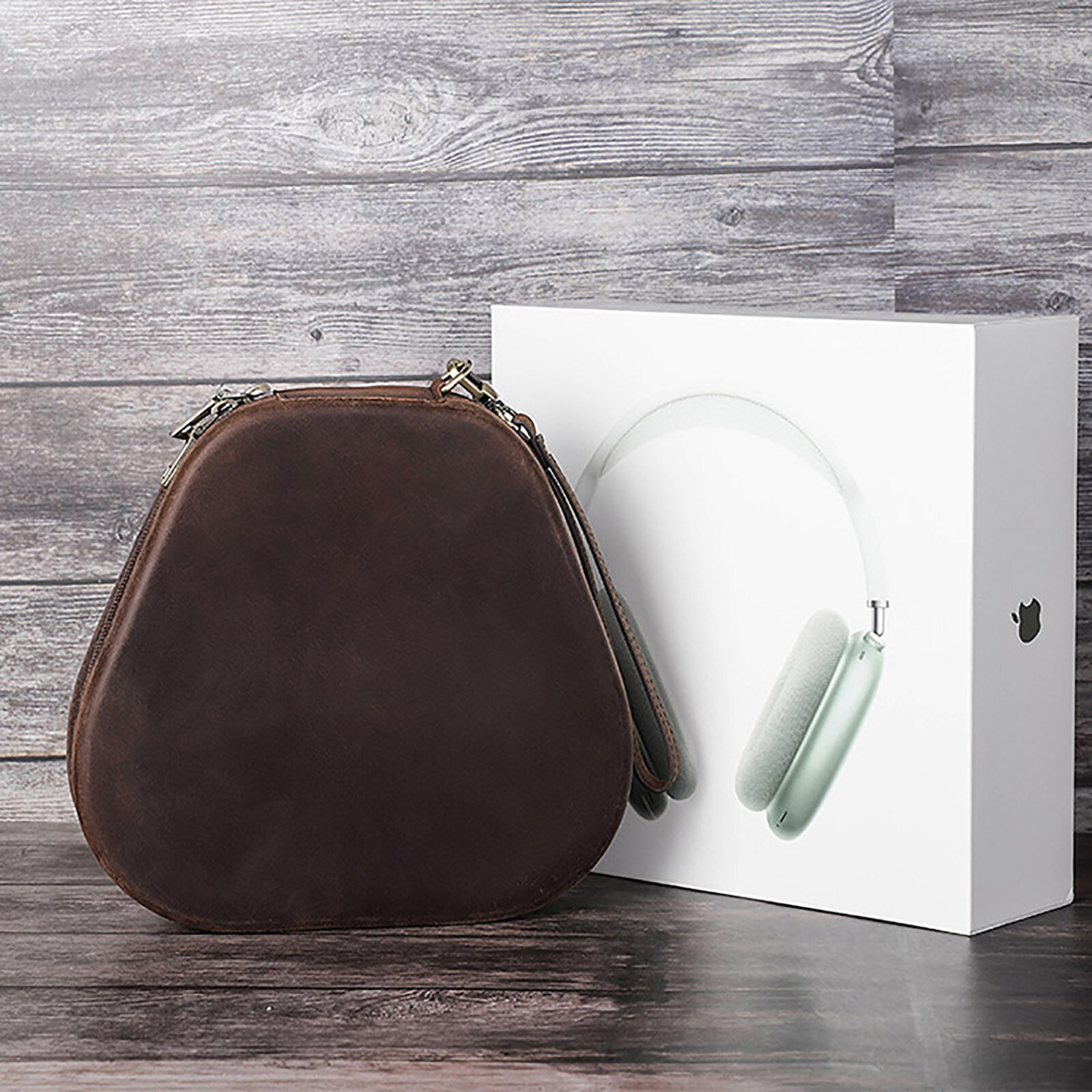 Portable Shield Case Cowhide Leather Headset Storage Bag Zipper Headphone Protective Case for Apple AirPods Max Accessories