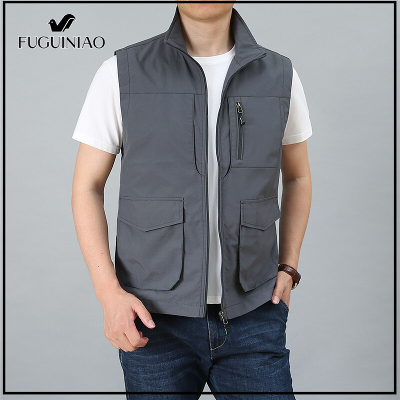 FUGUINIAO Fashion Men's Casual Outdoor Quick-drying Vest Jacket Coat COD