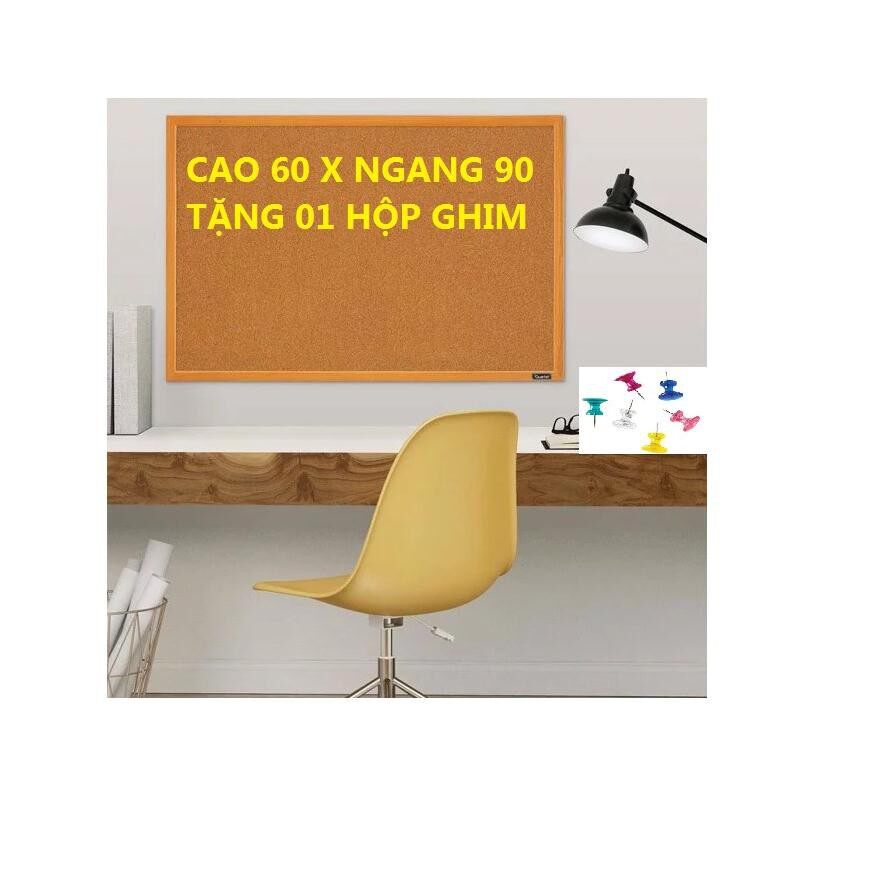 Bảng ghim bần khung gỗ tự nhiên 60 x 90 cm - Tiêu chuẩn xuất khẩu Mỹ