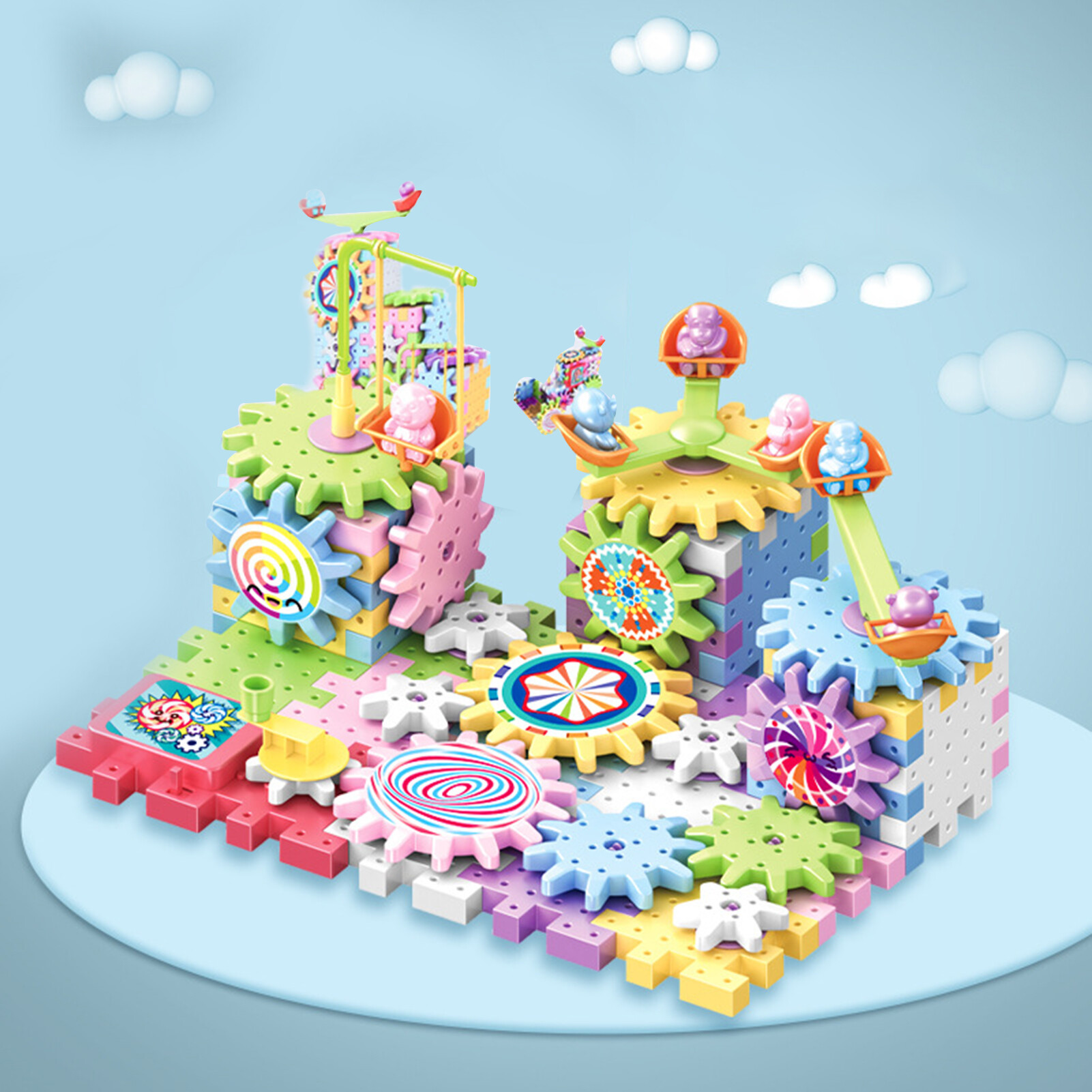 ASTELLA 1 Set Building Block Electronic Gears Hand-eye Coordination Improvement Variable Amusement Park Building Assembly Toy for Christmas Gift