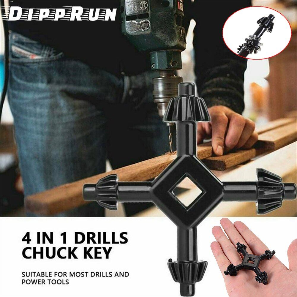 Dipprun 4 way drill press chuck key carbon steel combination 1/2 9/16 5/8 11/16 inch black metal drill press chuck key