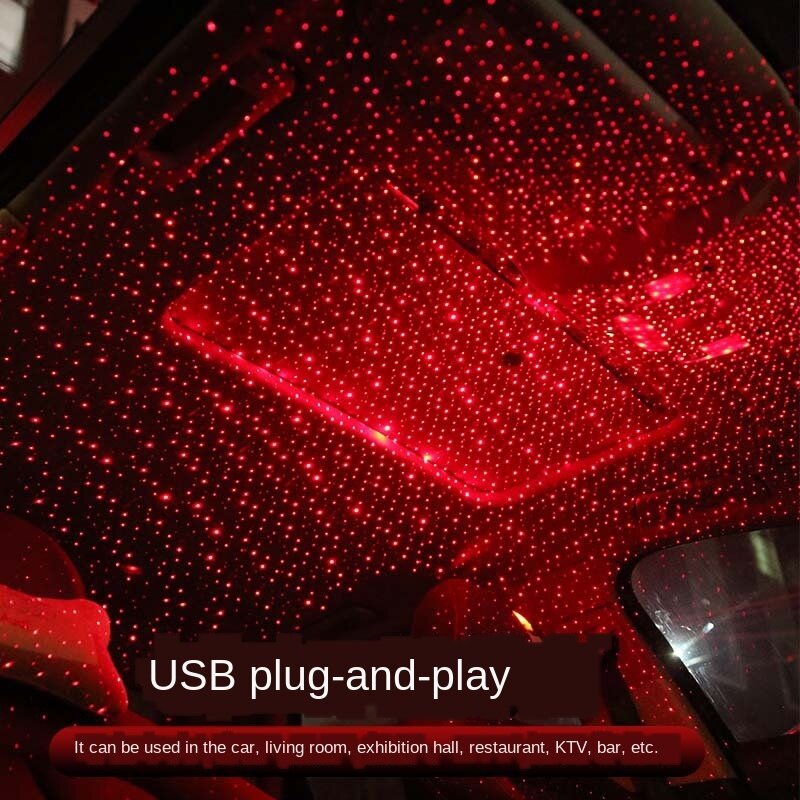 【Cw】 Xe Hơi Đèn Flash Usb Xoay Hai Màu Khắp Bầu Trời Ánh Sáng Bầu Trời Sao Điều Khiển Bằng Giọng Nói Phun Ra Bầu Không Khí Ngôi Sao Bên Trong Đèn Xe Hơi