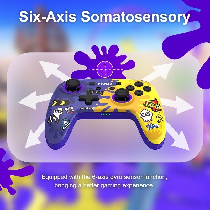 Bộ Điều Khiển Không Dây IINE Splatoon Độc Quyền Hỗ Trợ Đánh Thức Hỗ Trợ NFC Amiibo Tương Thích Nintendo Switch/Switch Lite/Switch OLED