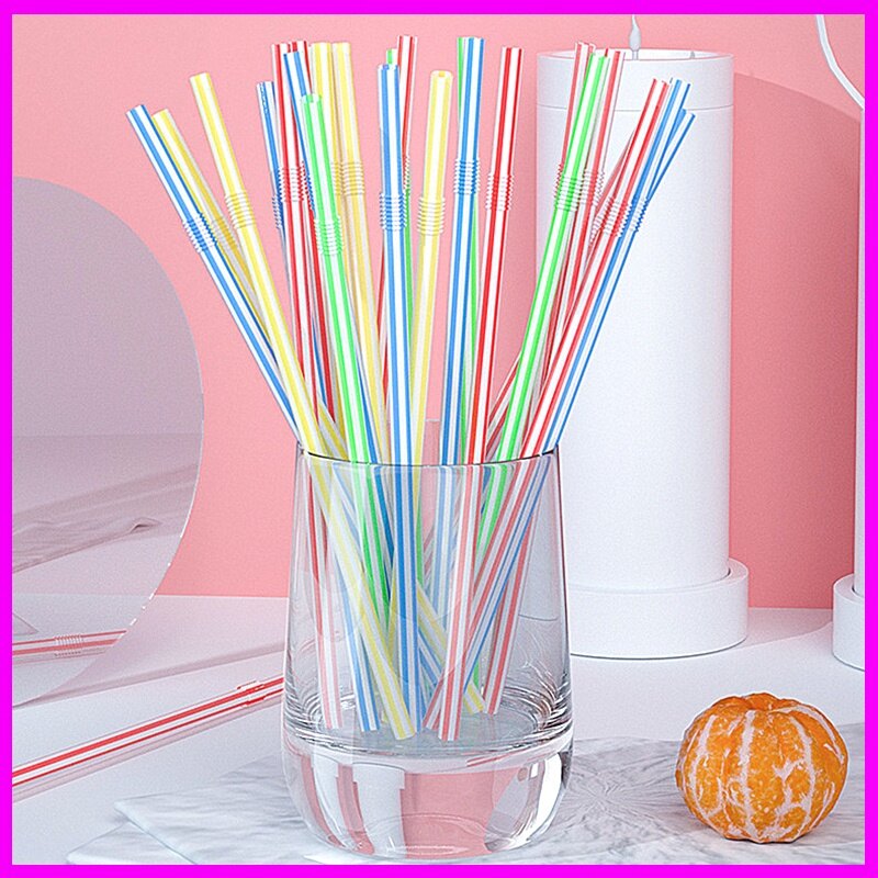100 Chiếc Ống Hút Uống Một Lần Uốn Cong Được Cho Tiệc Sinh Nhật Quán Bar Đám Cưới (Nhiều Màu)