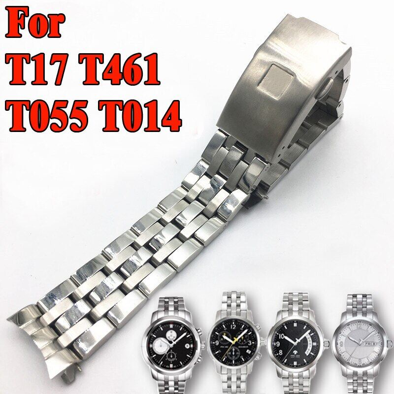 Watch bracelet for tissot 1853 prc200 t17 t461 t055 t014 men fold clasp strap watch accessories stainless steel watch band chain