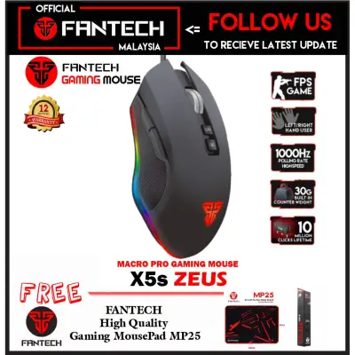 100% Original Fantech X5s ZEUS Mouse Gaming Running RGB Macro