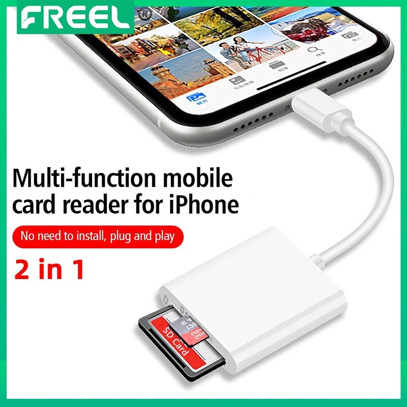 FREEL SD Card Reader for iPhone 14 13 12 11 /xs 4 in 1 SD Card Adapter Micro SD Card Reader for