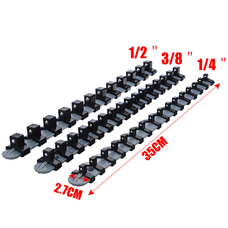 1/4" 3/8" 1/2" 3* 14" Socket Tray Rail Rack Storage Holder Organizer Shelf Stand