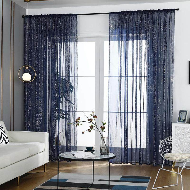 Rèm Mỏng Voile In Lá Kim Loại Rèm Cửa Sổ Cho Phòng Khách Và Phòng Ngủ