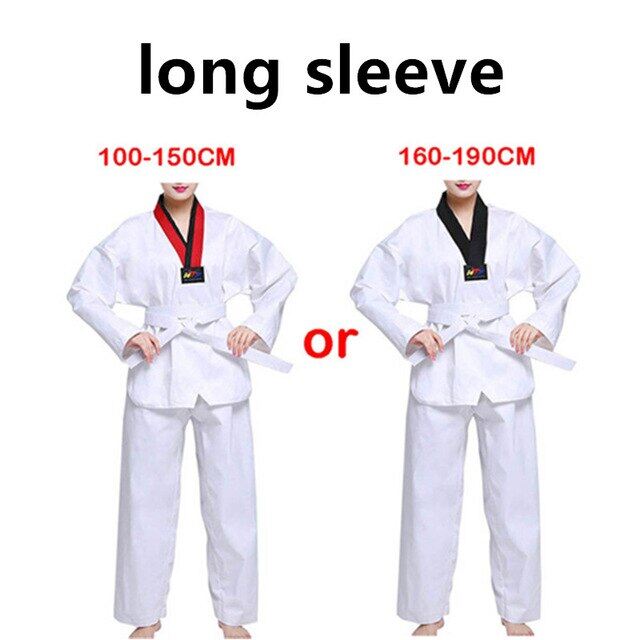 New Cotton White Taekwondo Uniform Children Taekwondo Dobok With Belt