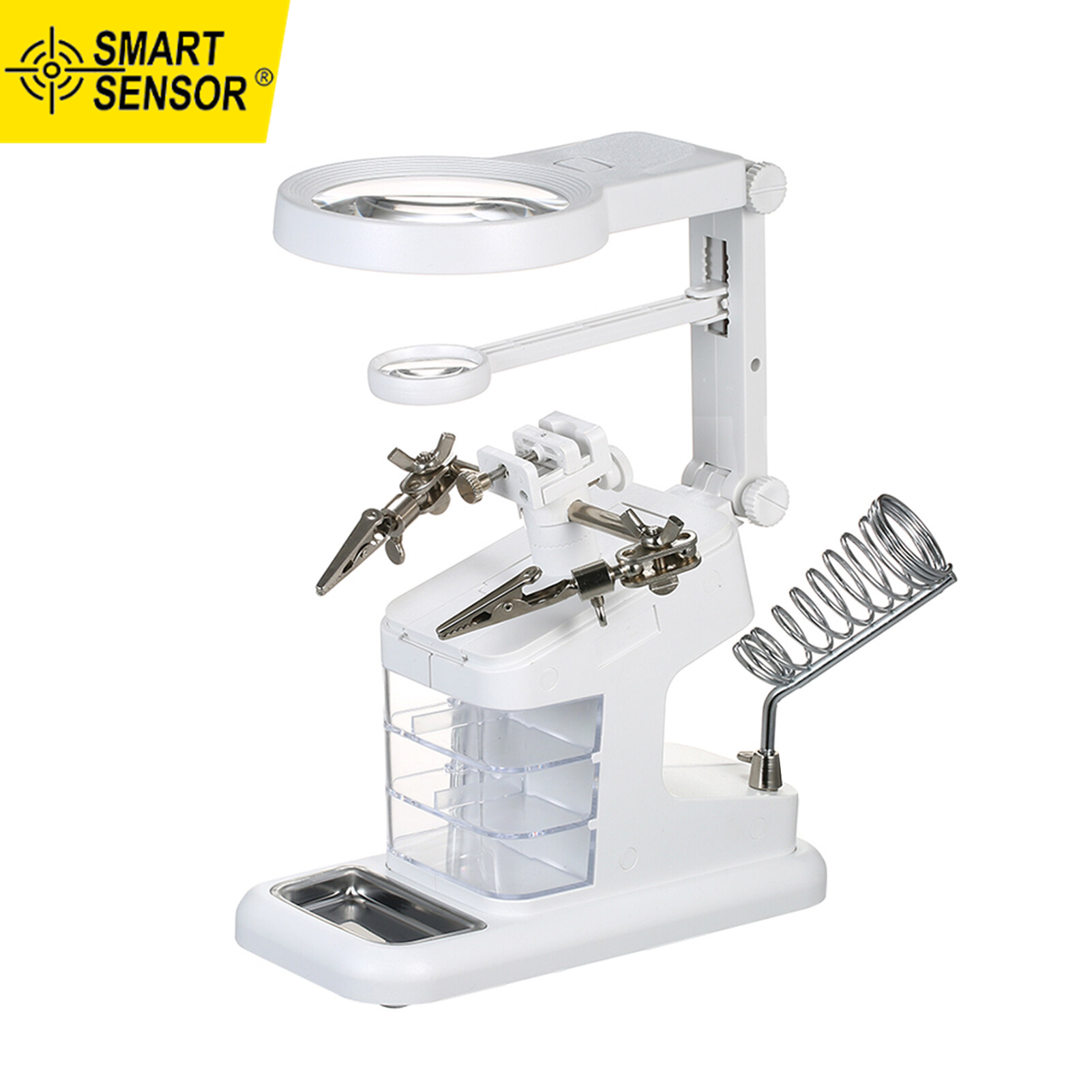 Smart Sensor Multi-Functional Welding Magnifier 3X/4.5X/25X LED Light Desktop Magnifier USB Port Soldering Stand Repair Tool Magnifier