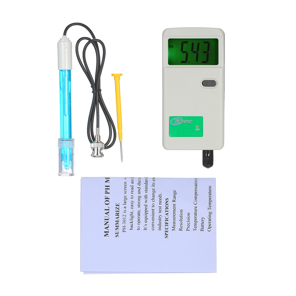 Máy Đo Độ PH Máy Đo Độ PH Cầm Tay Độ Chính Xác Cao Thiết Bị Kiểm Tra Chất Lượng Nước Màn Hình Đèn Nền Cho Phòng Thí Nghiệm Nước Uống Thủy Canh Hồ Bơi Bể Cá PH-3012B Trắng