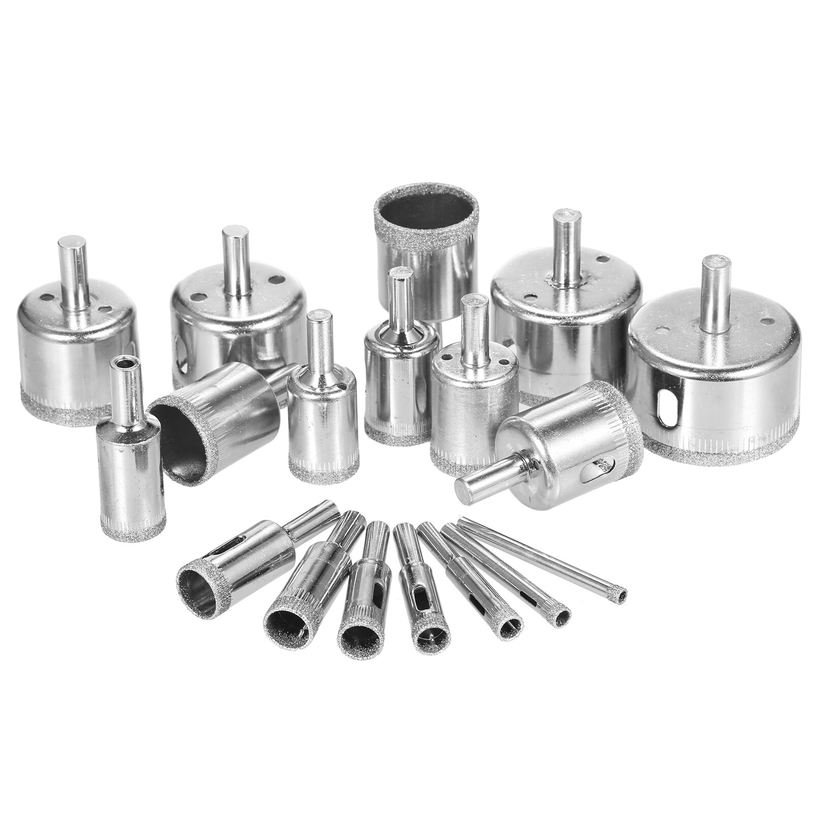 Smart Sensor 18Pcs Diamond Drill Bits for Ceramic, Diamond Hole Saw Drill Bit Set Kit 0.2in~2in