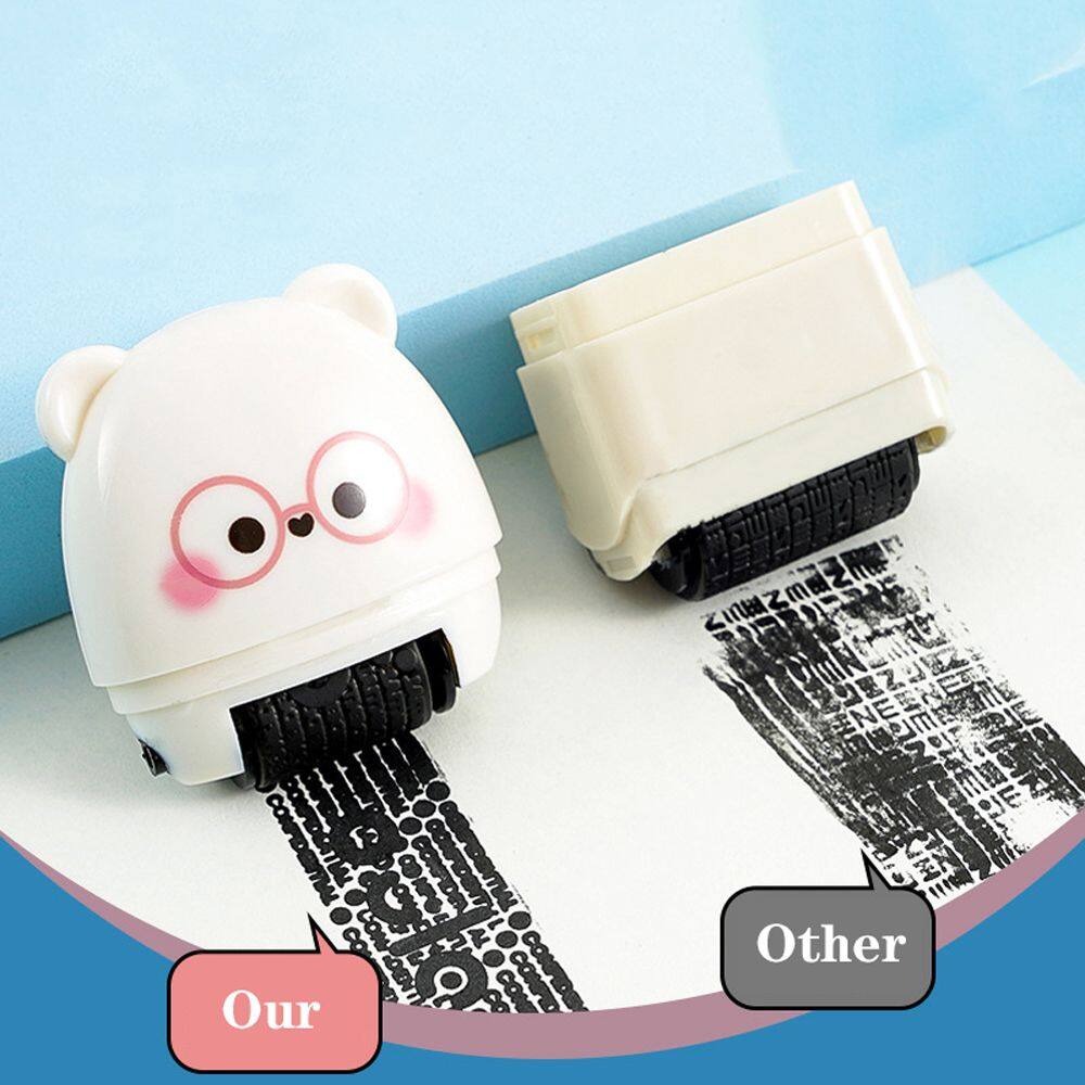 MMLUCK Mini Portable Self-Inking Data Guard Garbled Messy Code Data Protector Privacy Confidential Stamp Privacy Seal Roller Theft Protection Roller Stamp Information Coverage Stamp