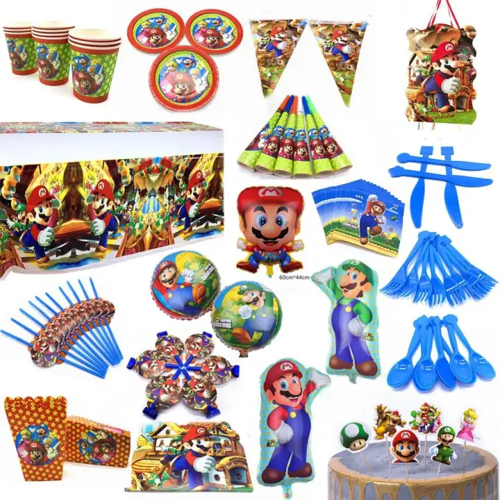 Super Mario Birthday Party Disposable Plates Cup Napkin Straws
