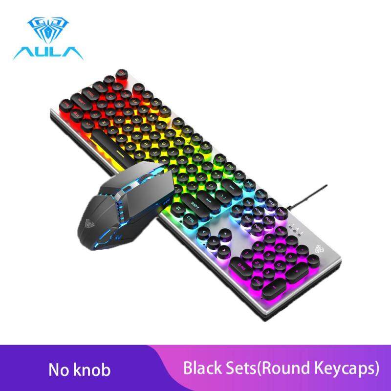 AULA T200 Gaming Keyboard And Gaming Mouse Combo Colorful Backlight With Multi-function Knob Singapore
