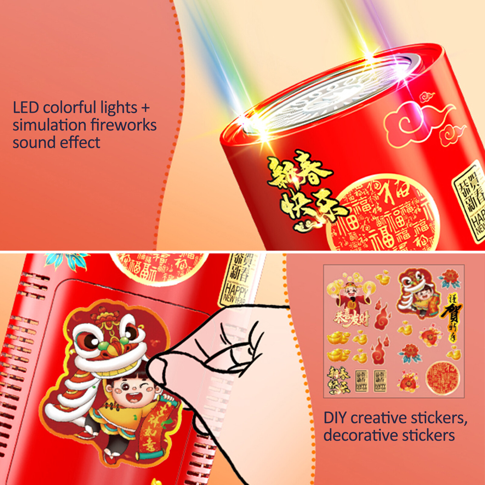 [Likelyhood] 50/240ML 2024 Dragon Year Automatic Bubble Machine Simulation Firecrackers Sound Children's New Year Music Toys Lighting Bubbler With LED Lights New Year Gift 新年发光烟花声泡泡机 儿童过年玩具 新年礼物
