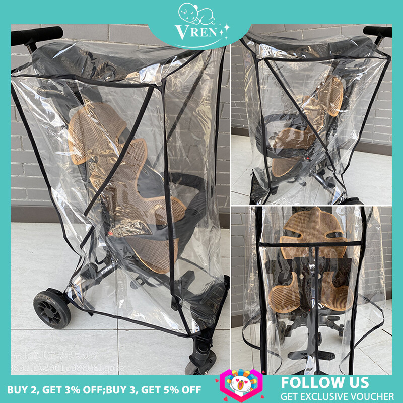 VREN Baby Stroller Rain Cover PVC Waterproof  Dust Shield Universal Baby Stroller Practical Windproof Cover Stroller Accessories