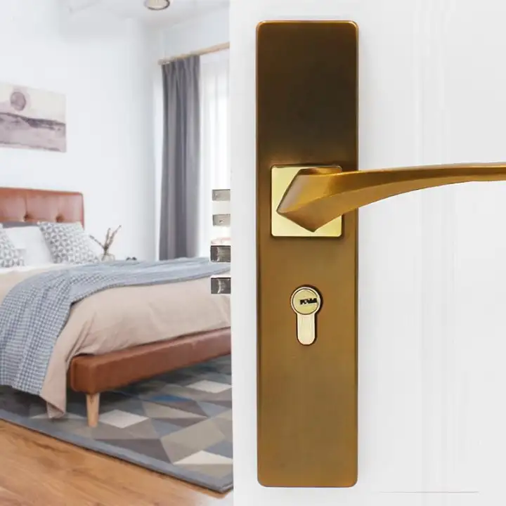Simple Bedroom Door Lock Antique New Chinese Retro Door Solid