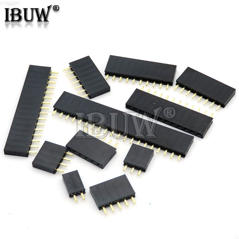 10pcs 2.54mm pitch single row female pin socket 2/3/4/5/6/7/8/9/10/11/12/13/14/40pin pcb connector single row mother